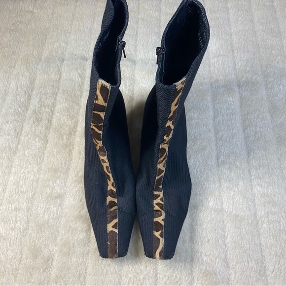 𝅺DI Sandro Supreme Animal Print Black Square Toed Boot - Picture 5 of 11